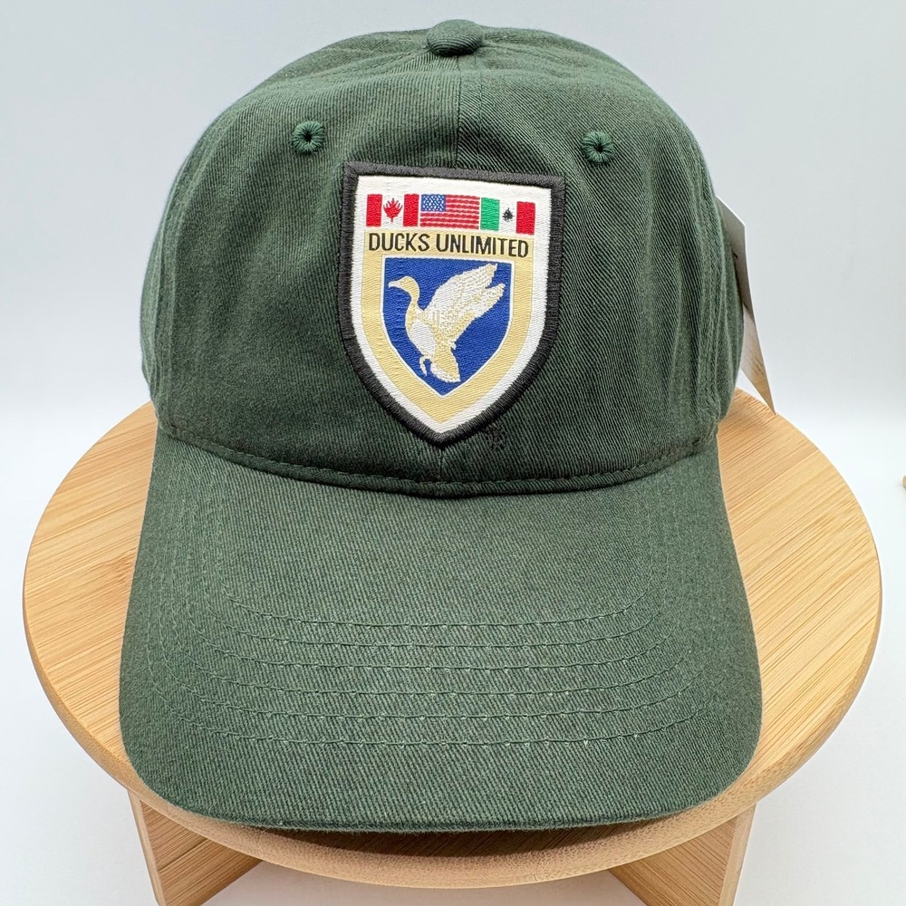 Ducks Unlimited International Flags Shield Logo Hat Green HookLoop Strapback NWT